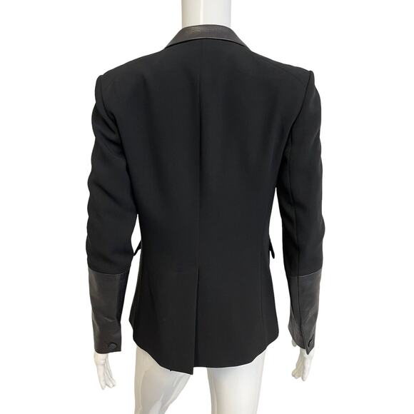 RAG & BONE Barney’s New York Black Calf Leather Trim Blazer Jacket Size 2 - Picture 2 of 5
